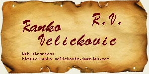 Ranko Veličković vizit kartica